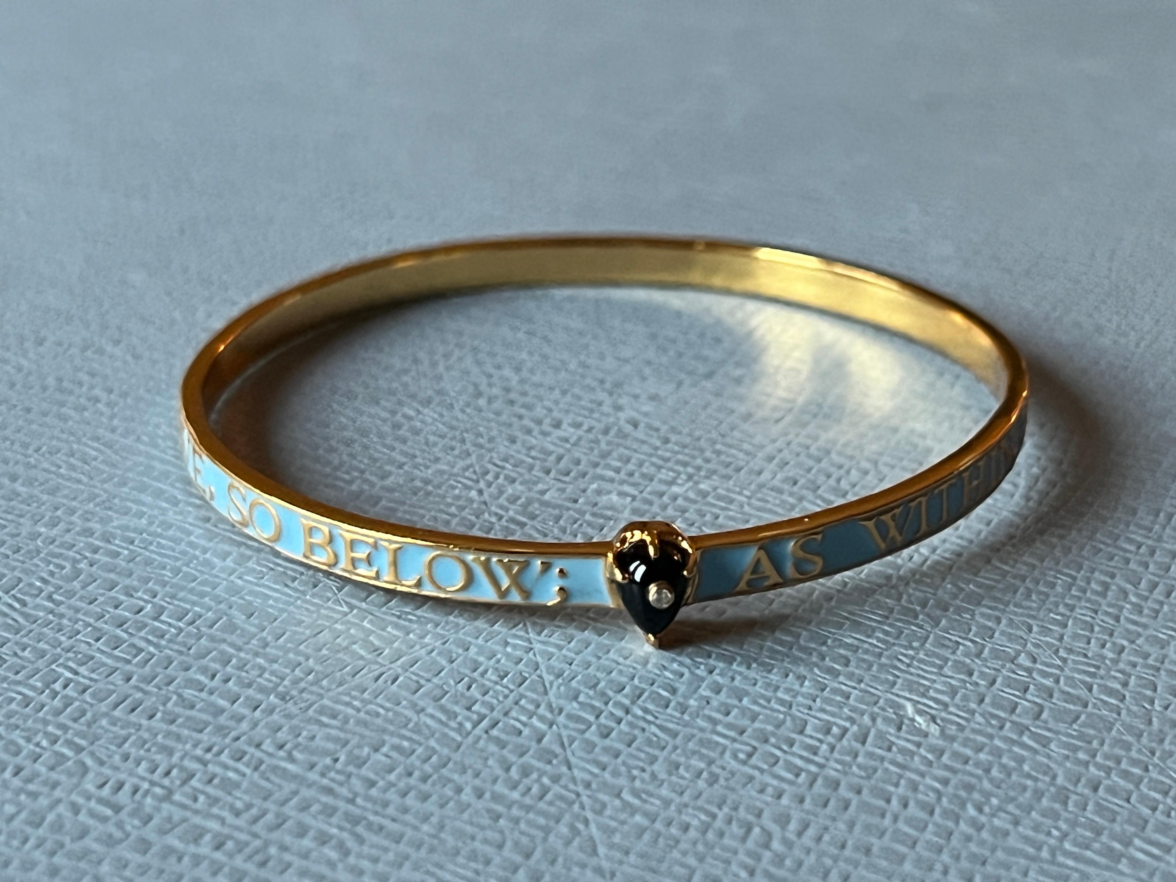 Onice  Bracciale Bangle con diamanti Smalto azzurro in vendita 9