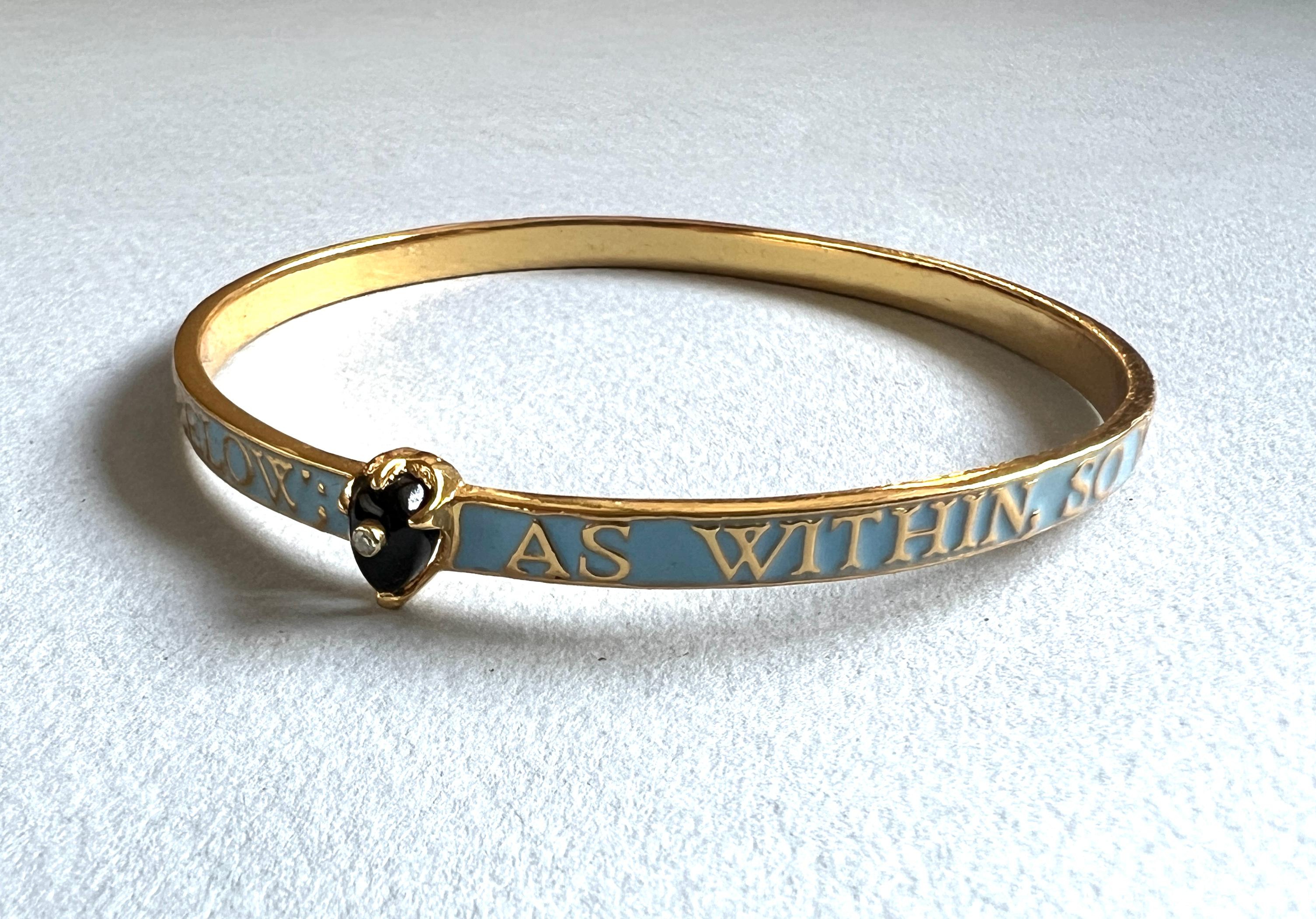 Onice  Bracciale Bangle con diamanti Smalto azzurro in vendita 12