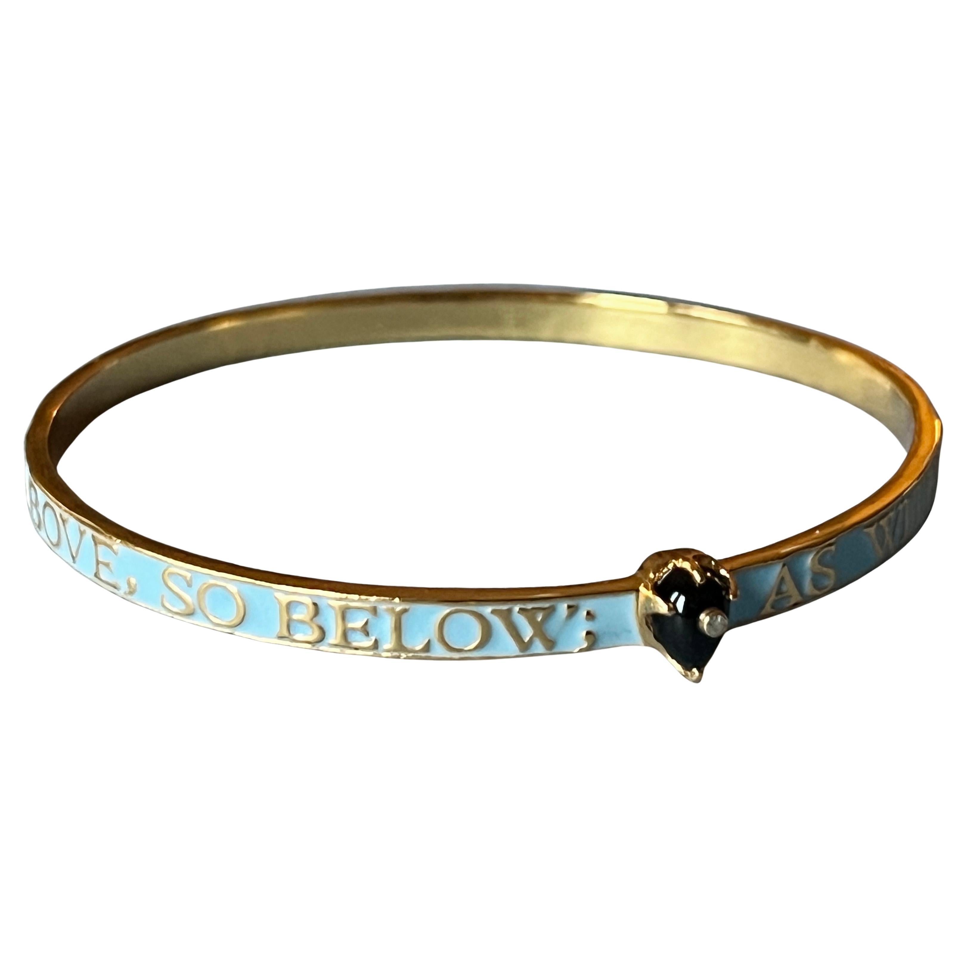 Taglio brillante Onice  Bracciale Bangle con diamanti Smalto azzurro in vendita