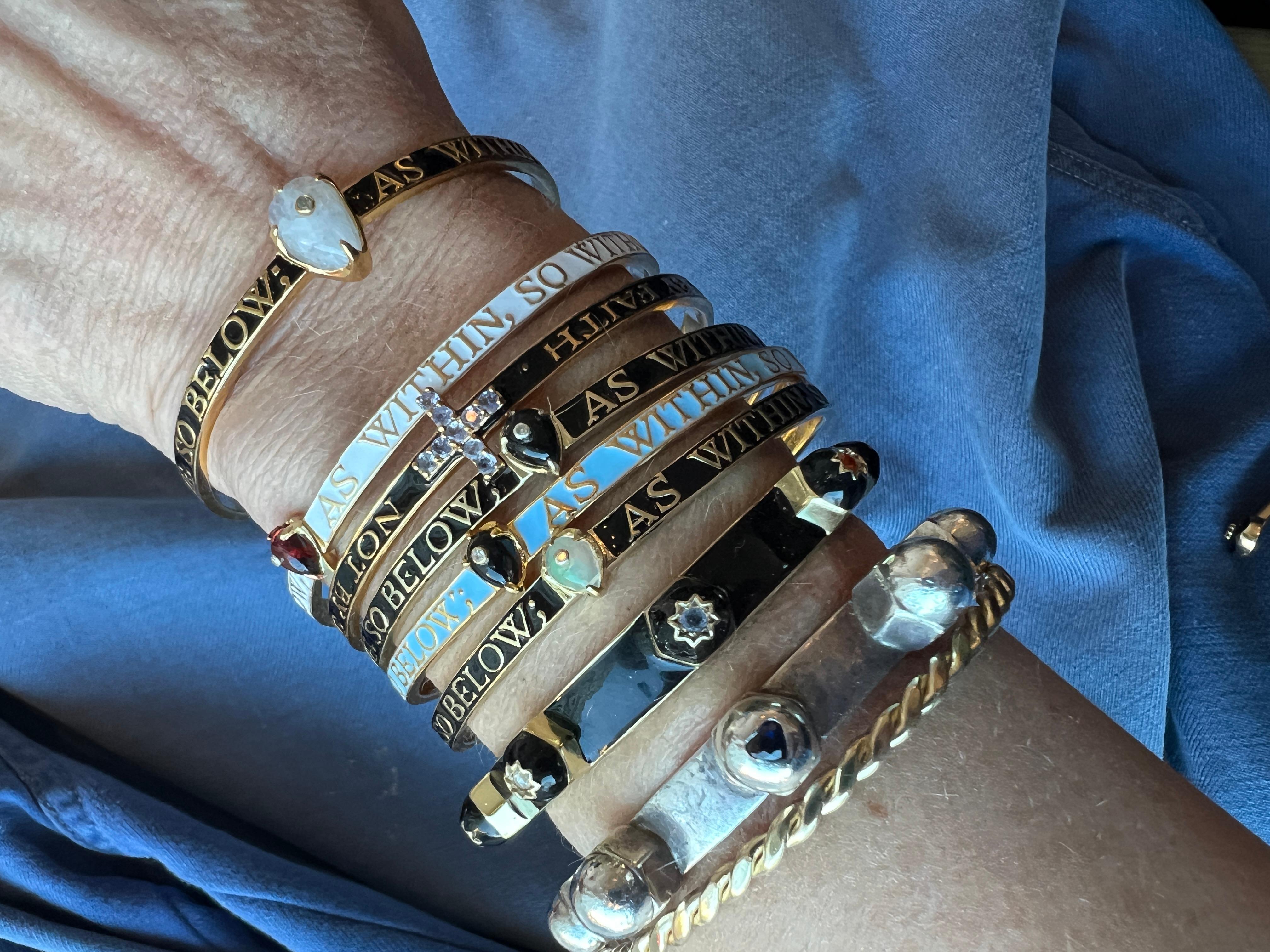 Vittoriano Onice  Bracciale Bangle con diamanti Smalto azzurro in vendita