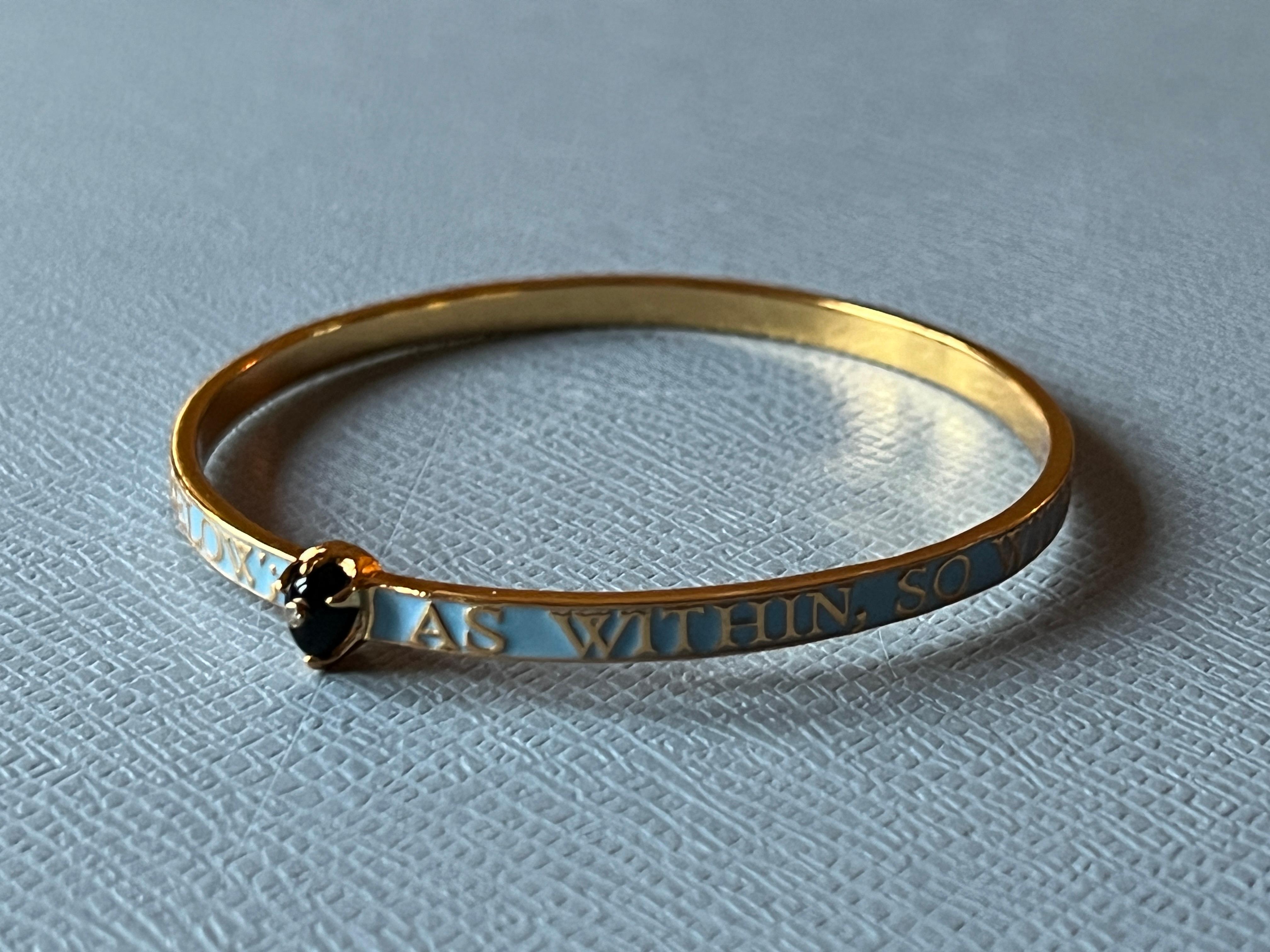 Onice  Bracciale Bangle con diamanti Smalto azzurro in vendita 5