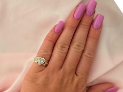Heart Diamond Center Diamond Halo Ring Platinum and 18k Yellow Gold