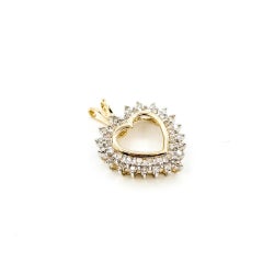 Heart Diamond Double Halo Pendant in 10k Yellow Gold