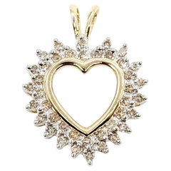 Heart Diamond Double Halo Pendant in 10k Yellow Gold