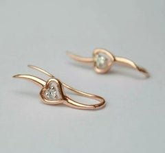 Heart Diamond Ear Climber Sweep Cuff in 14k Gold