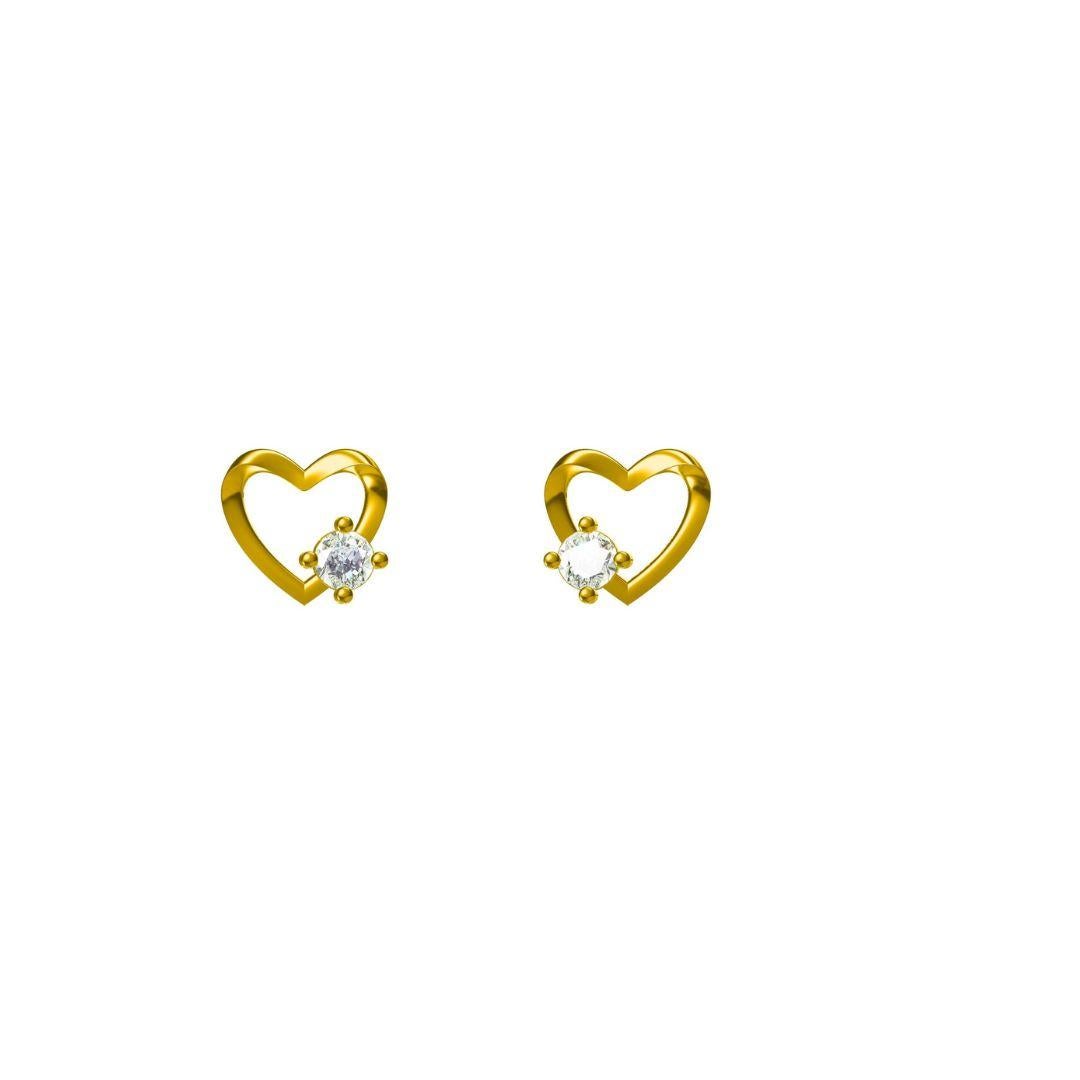 Heart Diamond Earrings for Girls (Kids/Toddlers) in 18K Solid Gold For Sale