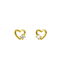 Herz-Diamant-Ohrringe für Mädchen (Mädchen/Toddler) aus 18 Karat massivem Gold