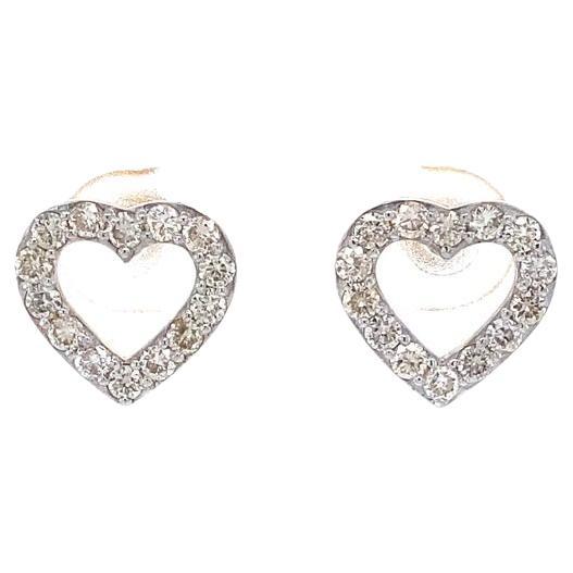 Boucles d'oreilles en or massif 18 carats avec diamants en forme de coeur pour filles/enfants/tout-petits