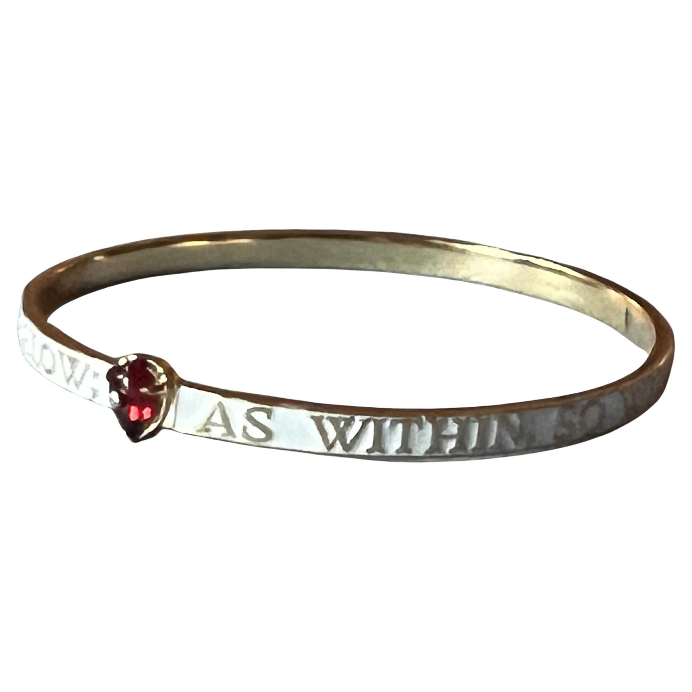 Granat-Diamant-Armreif Weiß emailliert im Angebot 1