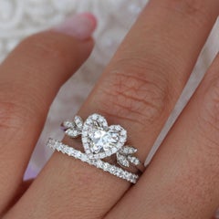 Heart Diamond Halo Unique Alternative Engagement Ring - Heart Blossom