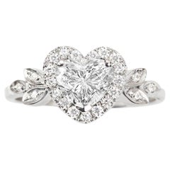 Heart Diamond Halo Unique Alternative Engagement Ring - Heart Blossom 