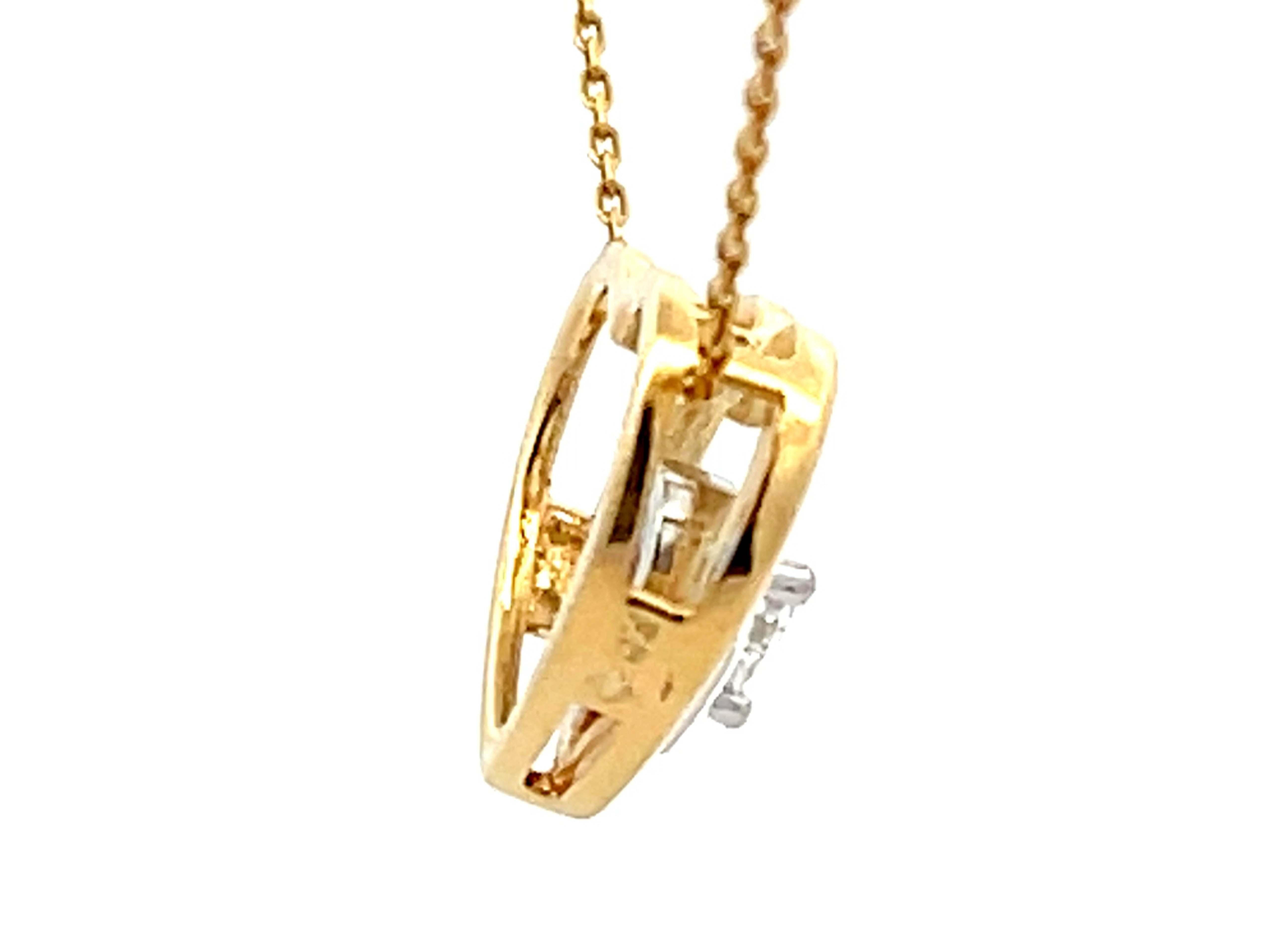 Collier en or 14k avec diamant en forme de coeur Excellent état - En vente à Honolulu, HI