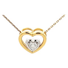 Collier en or 14k avec diamant en forme de coeur