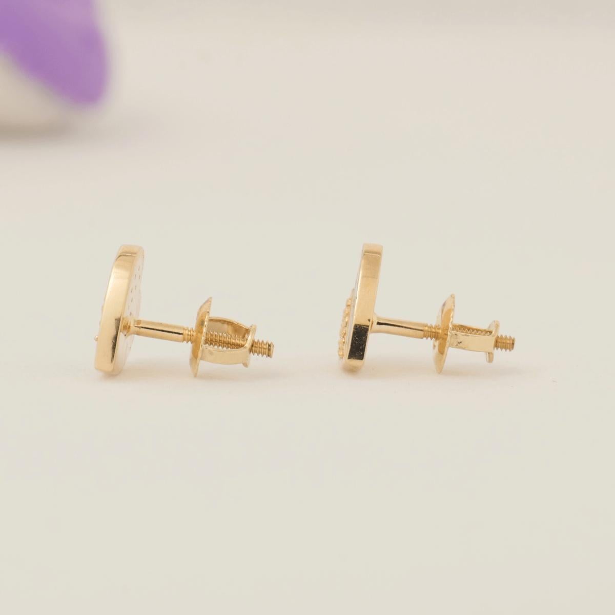 Boucles d'oreilles enfants en or massif 14K avec diamant en forme de cœur (certifié) Pour femmes en vente