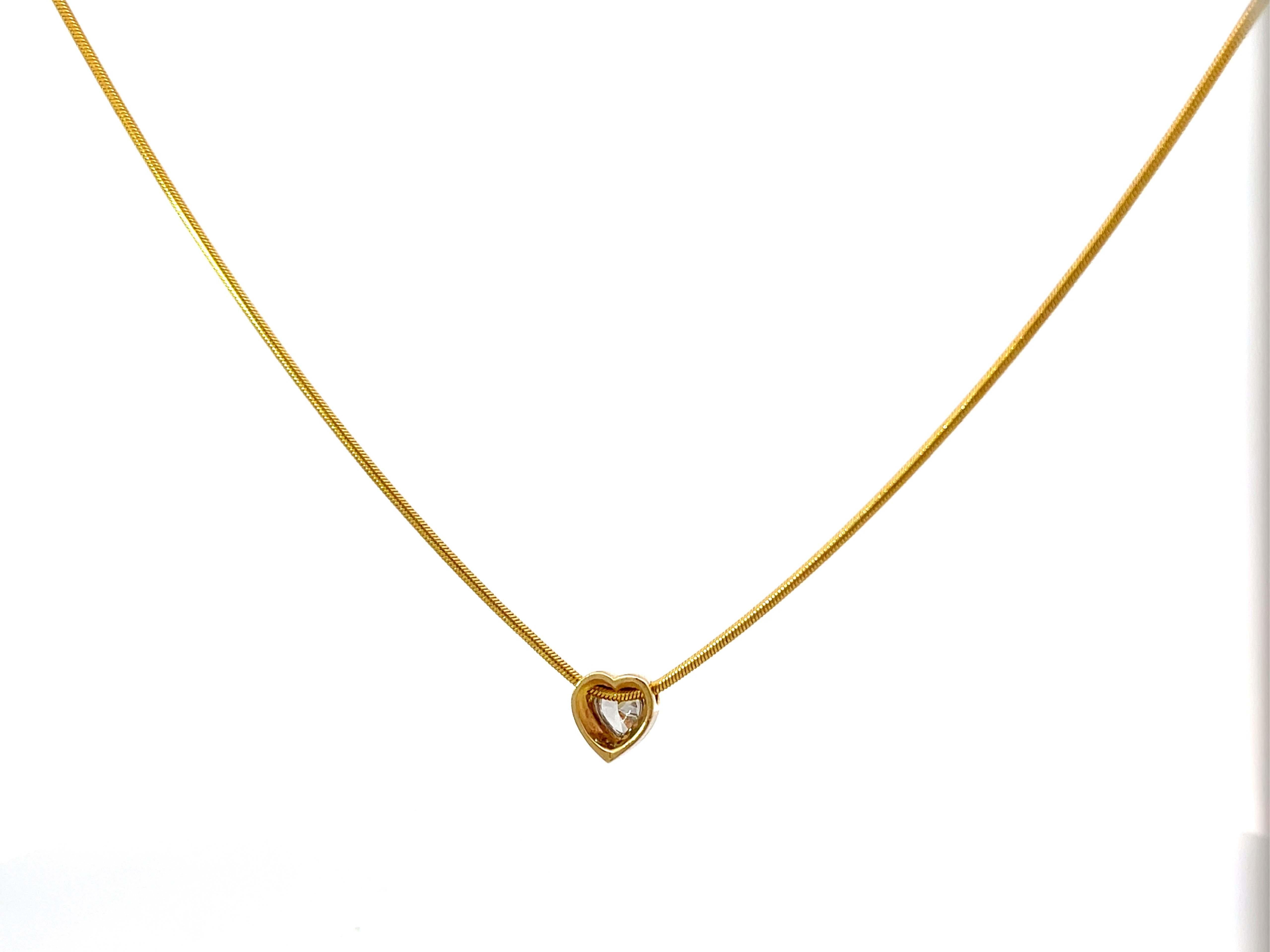 Heart Diamond Necklace 14k Gold For Sale 1