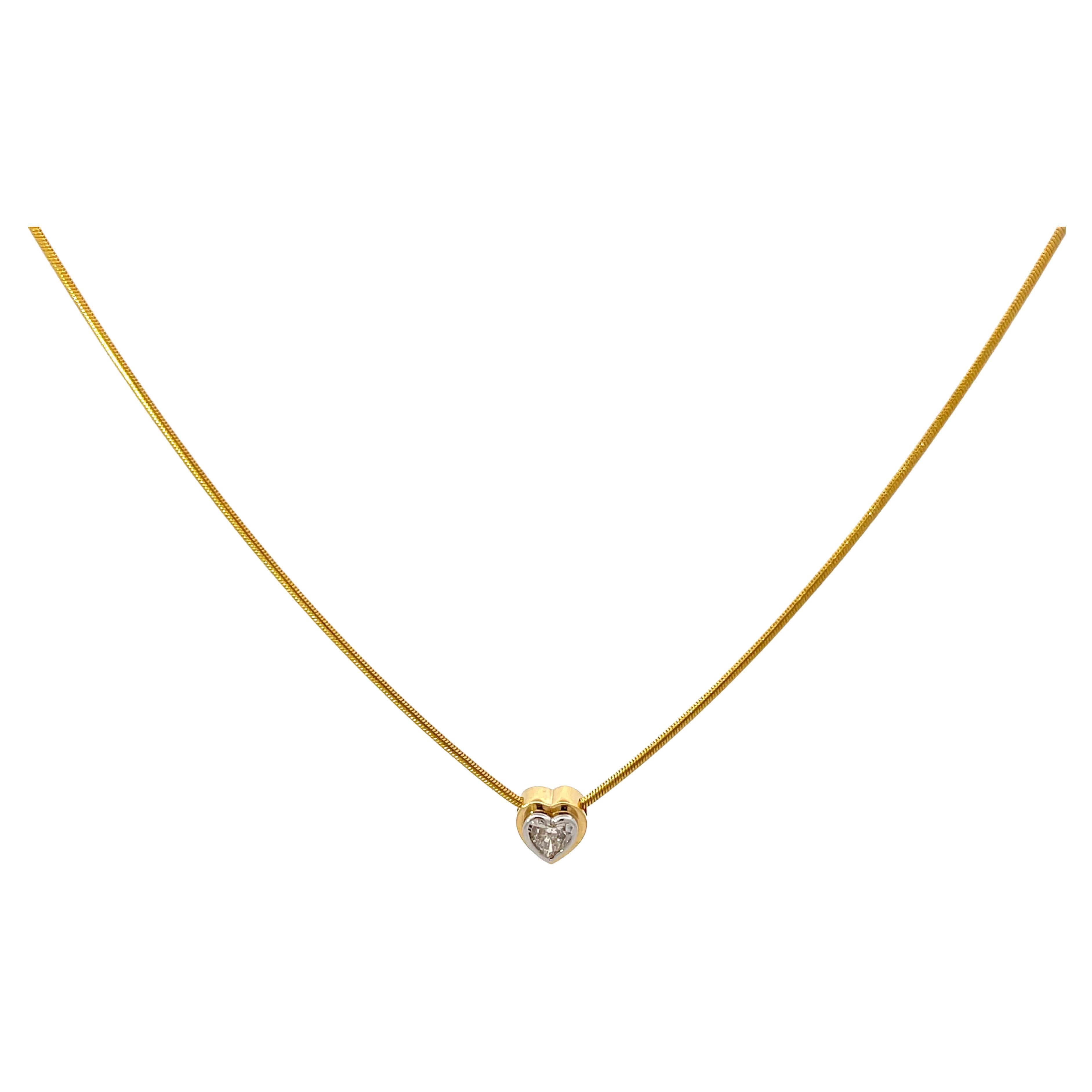 Heart Diamond Necklace 14k Gold For Sale