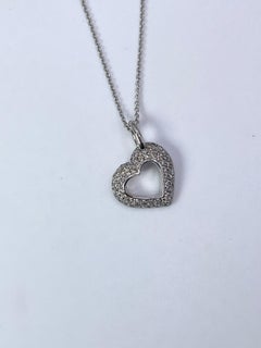 Heart Diamond Necklace 14kt White Gold Pendant Necklace Modern Hearts Pendant
