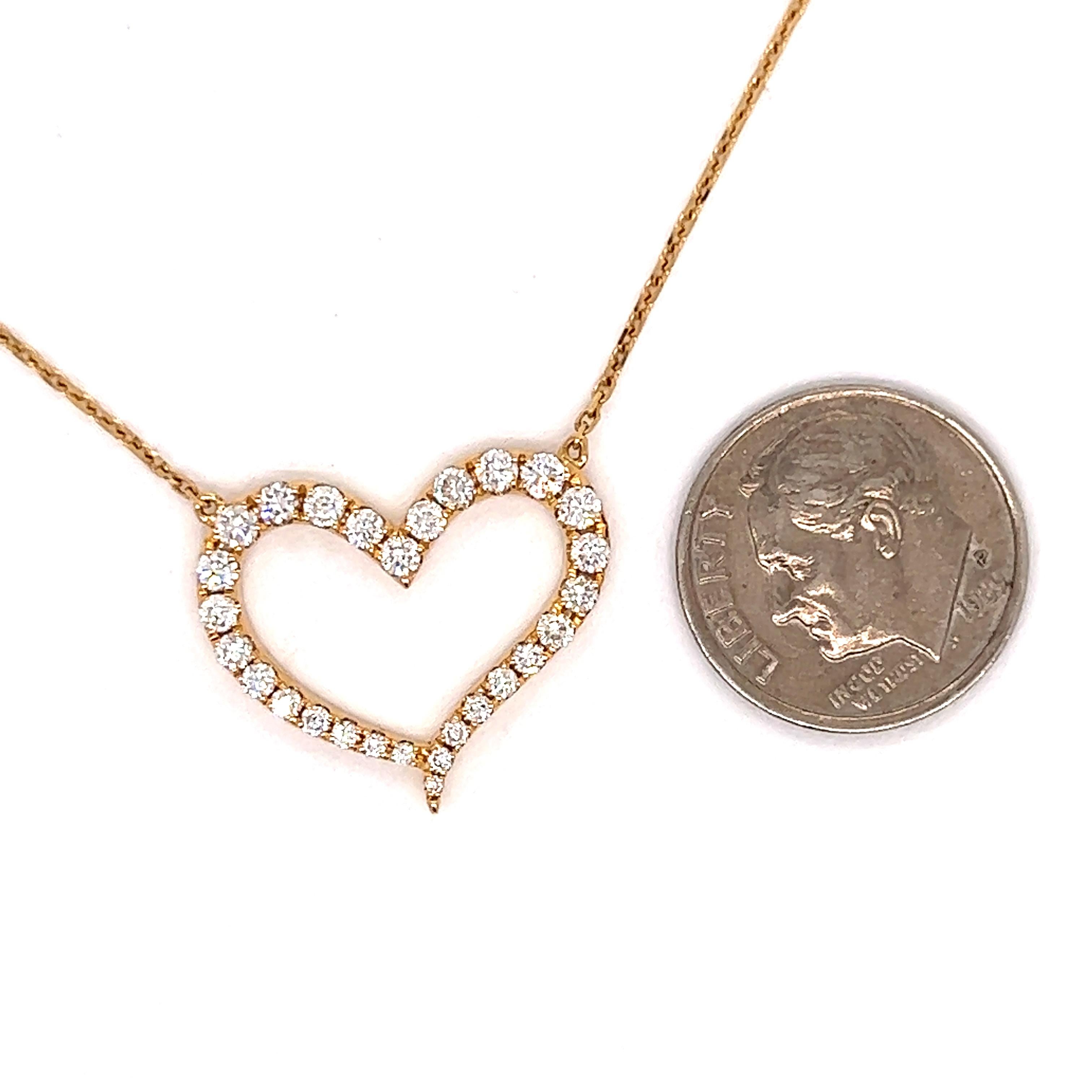 Heart Diamond Necklace in 18kt Yellow Gold 2