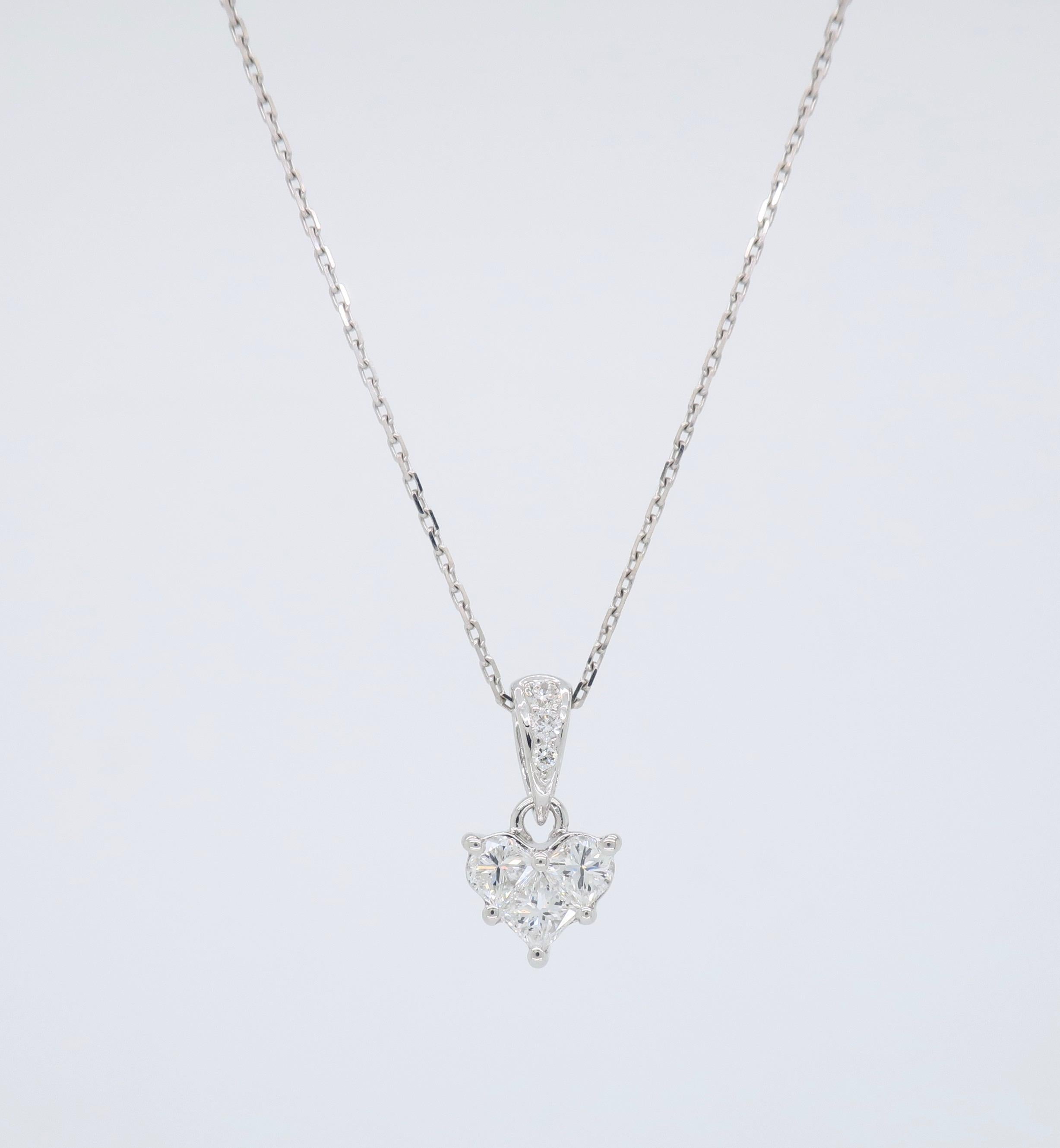 Heart Diamond Necklace Pendant in 18 Karat White Gold 1