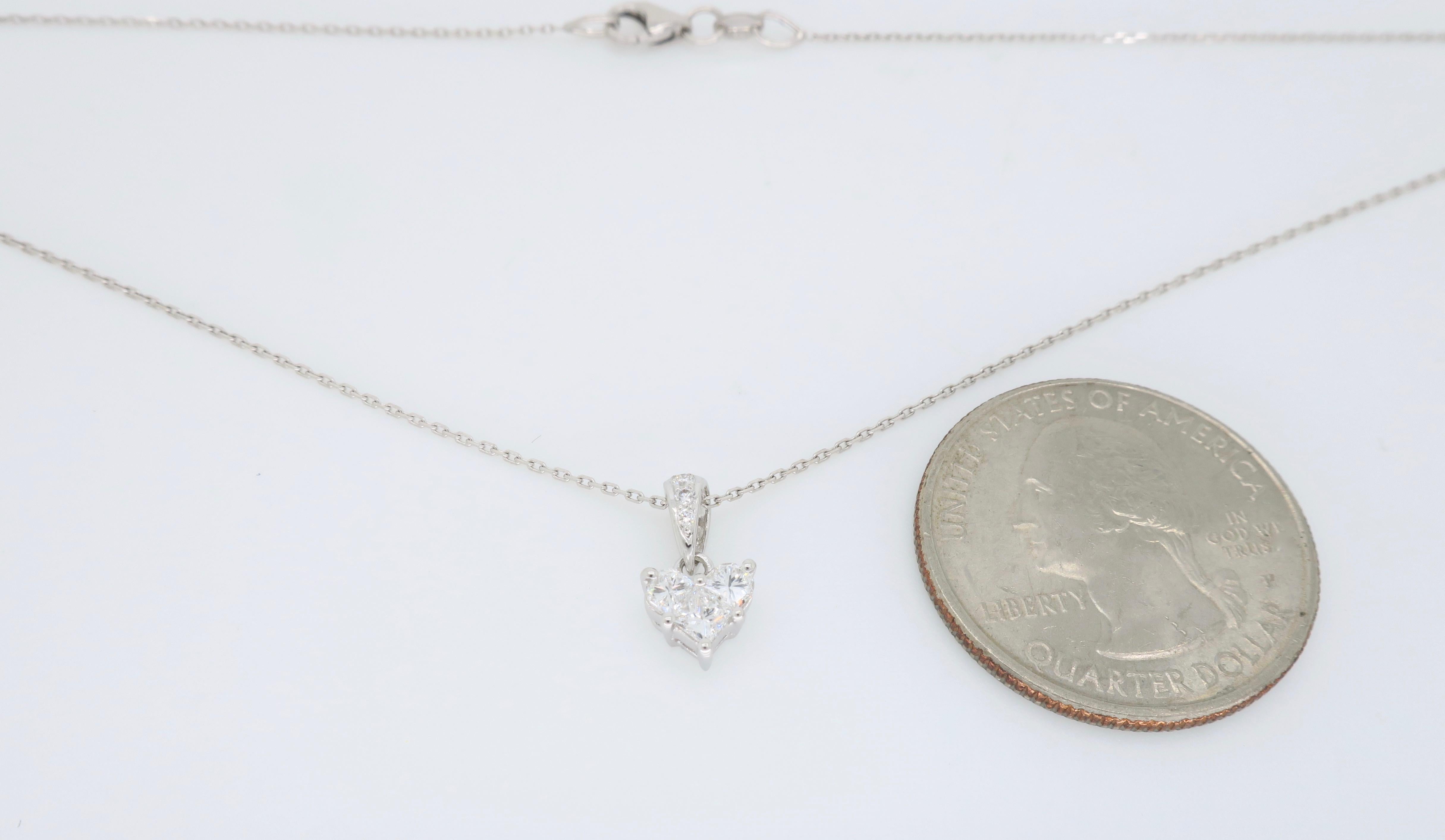 Heart Diamond Necklace Pendant in 18 Karat White Gold 2