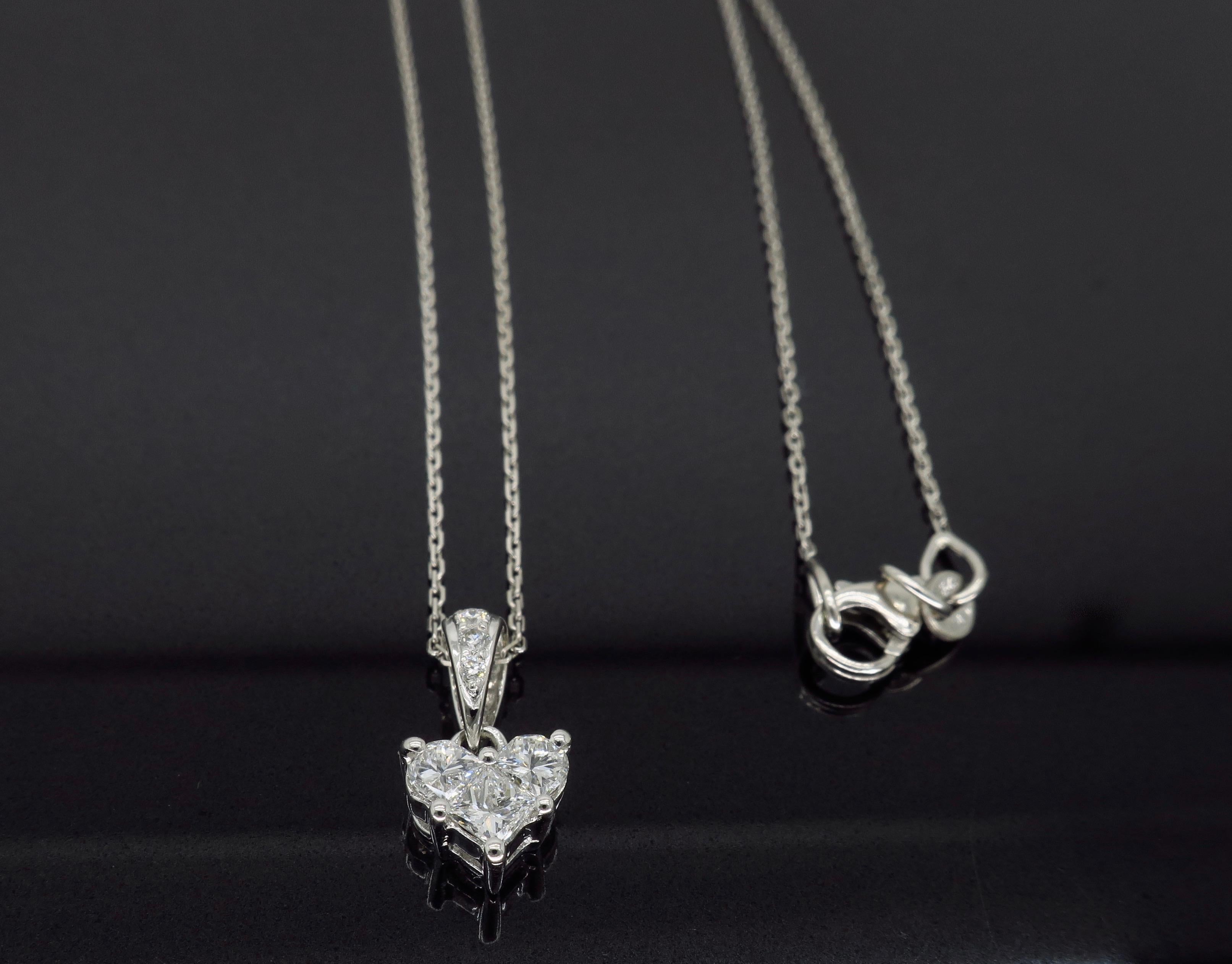 Heart Diamond Necklace Pendant in 18 Karat White Gold 3