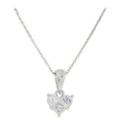 Heart Diamond Necklace Pendant in 18 Karat White Gold