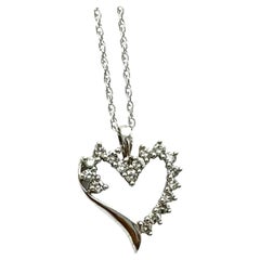 Heart Diamond Pendant 10K White Gold .50 Carat