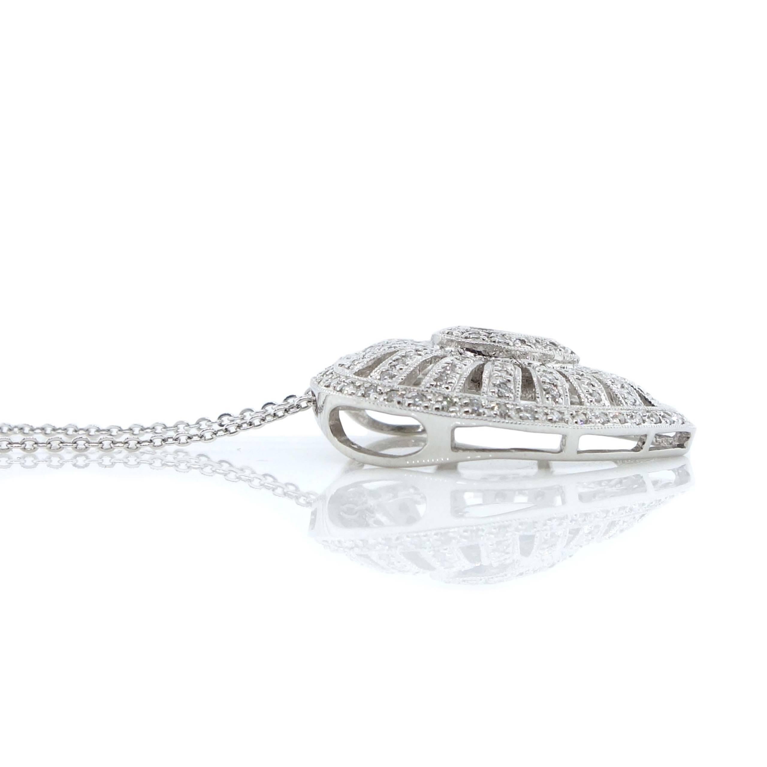 Brilliant Cut Heart Diamond Pendant in 18k White Gold For Sale