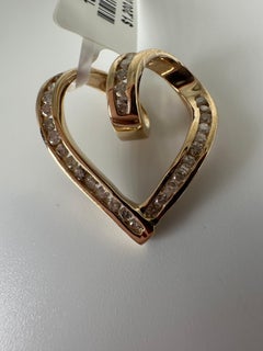 Heart Diamond pendant large size 14KT gold