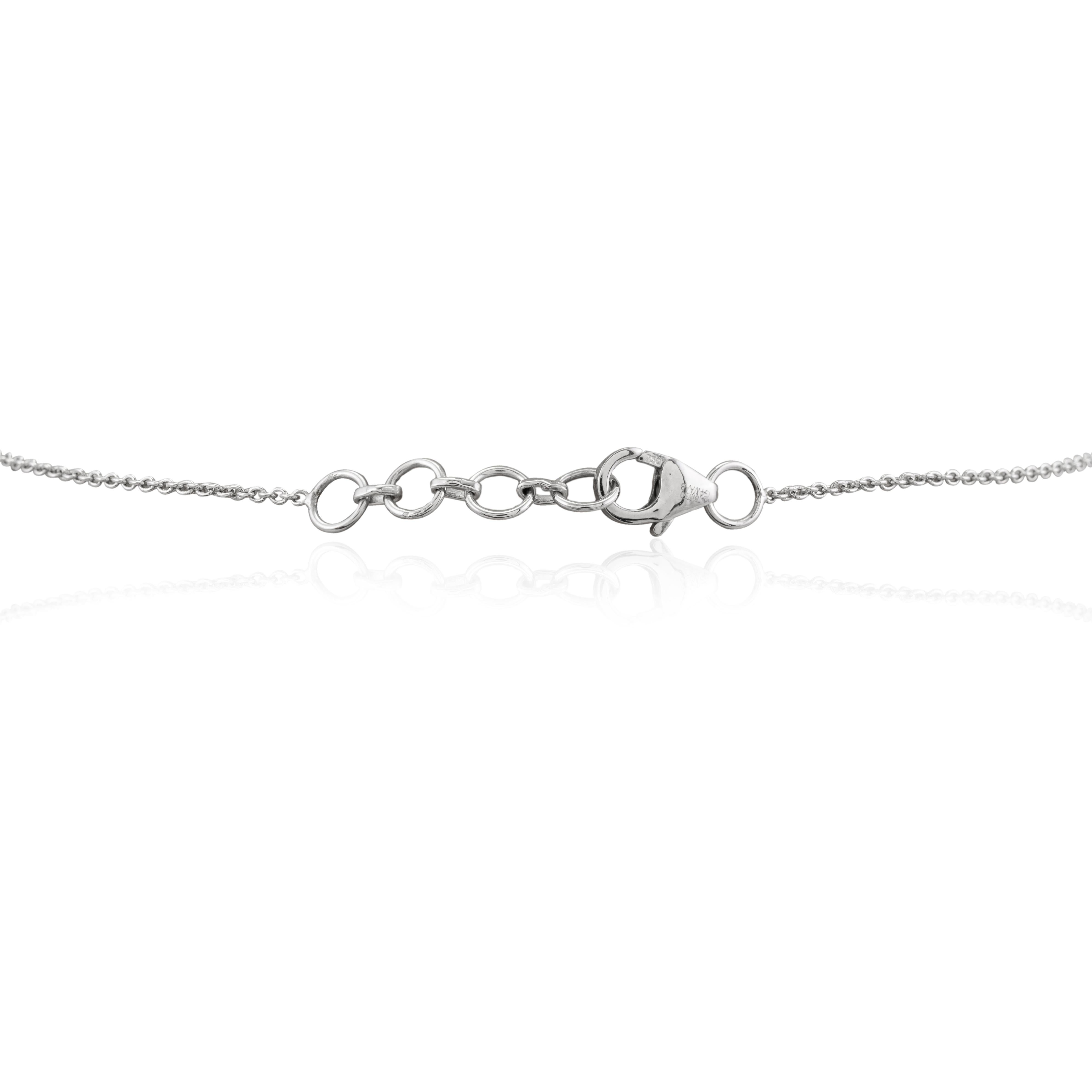 Modernist Heart Diamond Pendant Necklace 18k Solid White Gold, Gift For Her Christmas For Sale
