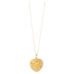 Diamond Heart Pendant Necklace Enhancer Fancy Vivid Yellow Canary Yellow Natural