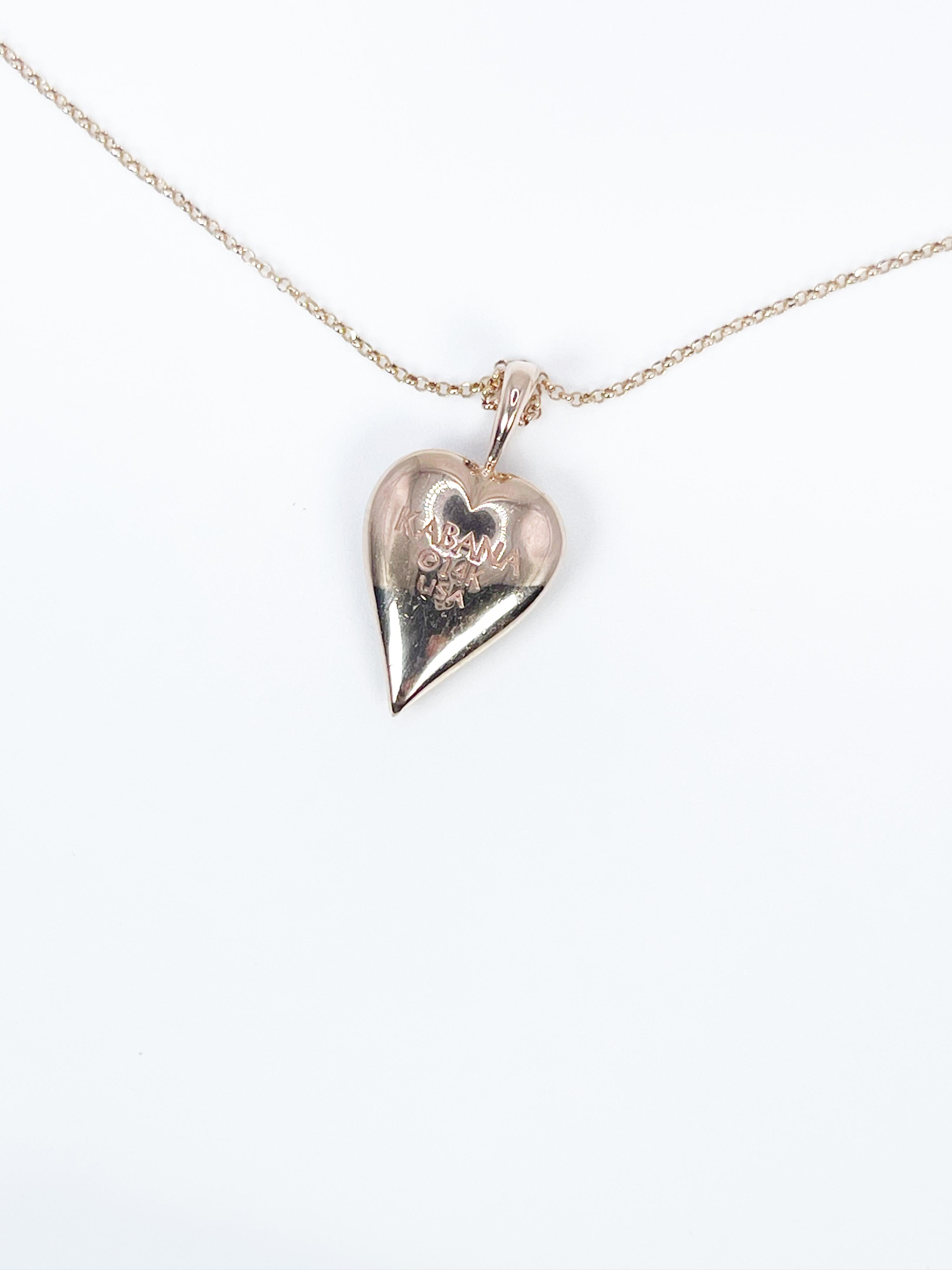 Round Cut Heart Diamond Pendant Necklace Kabana Designer 14KT Rose Gold