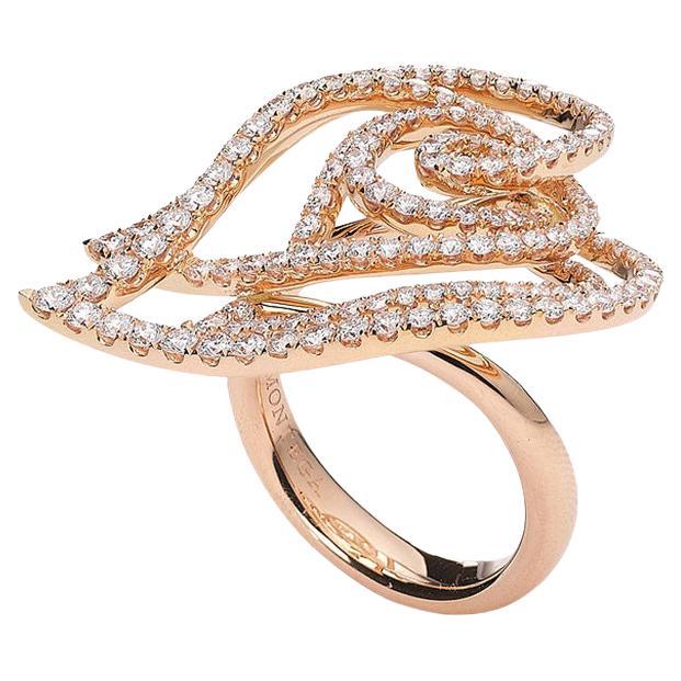 Heart Diamond Pink Gold Ring For Sale