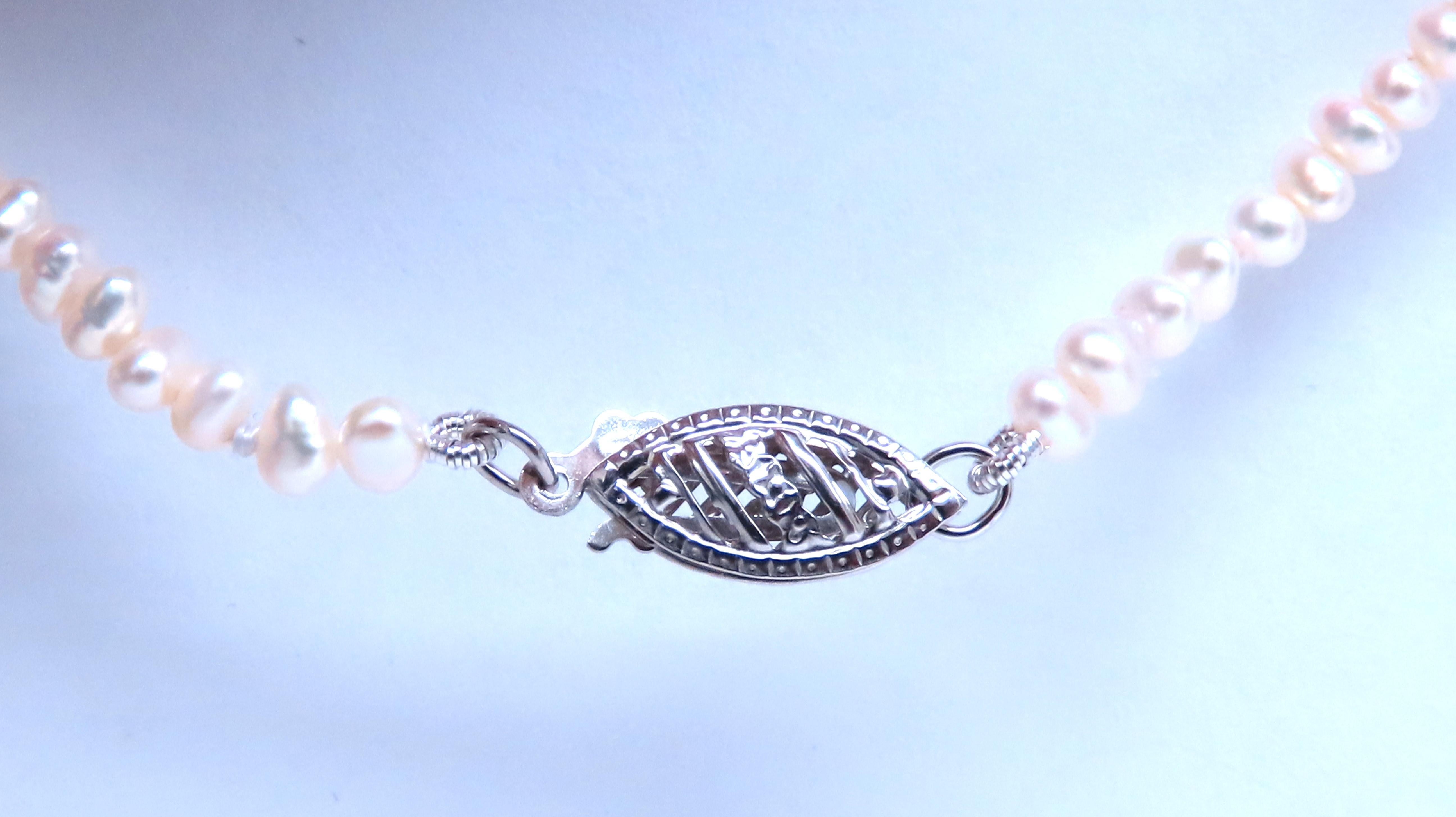 Contemporary Heart Diamond Slide Pendant on Freshwater Pearls 14kt. .10ct 12408 For Sale