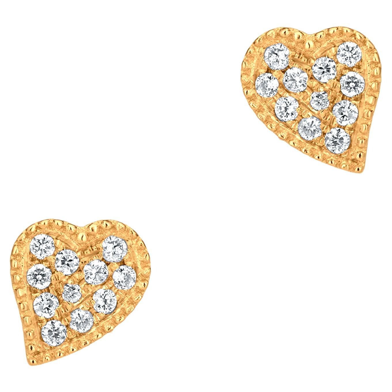 18 Karat Gold Elongated Heart Stud Earrings at 1stDibs
