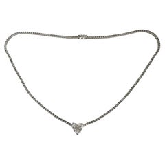 Heart Diamond tennis necklace 18KT white gold cocktail diamond necklace