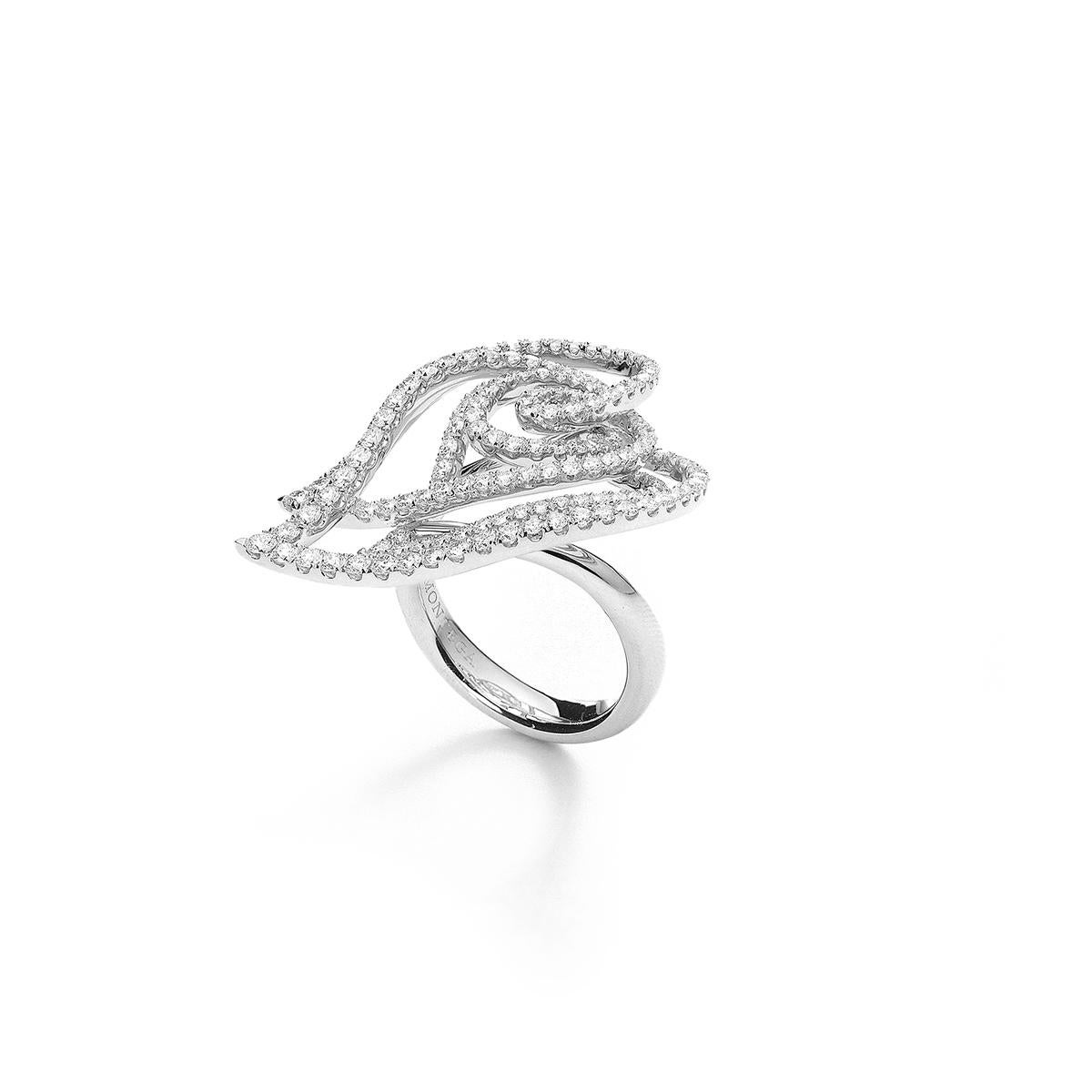 Contemporary Heart Diamond White Gold Ring For Sale