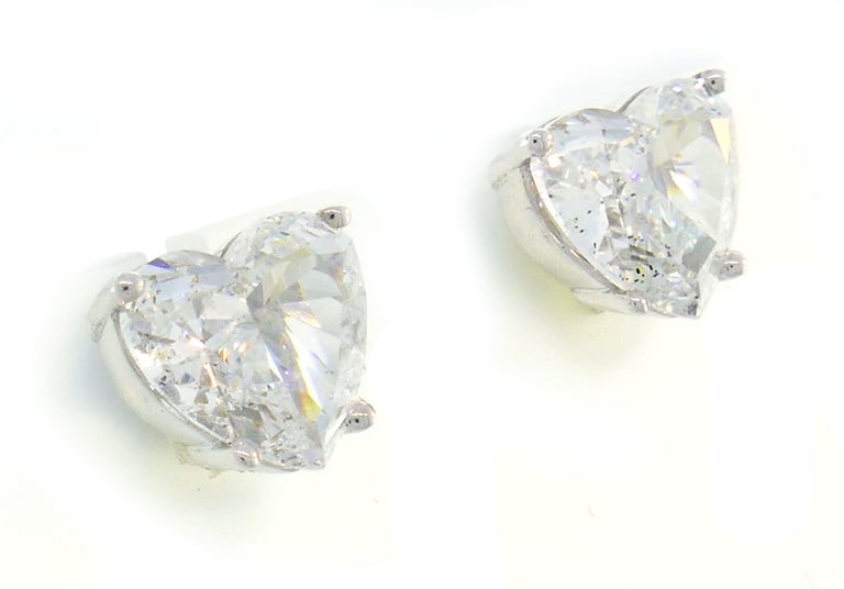 Heart Diamond White Gold Stud Earrings at 1stDibs