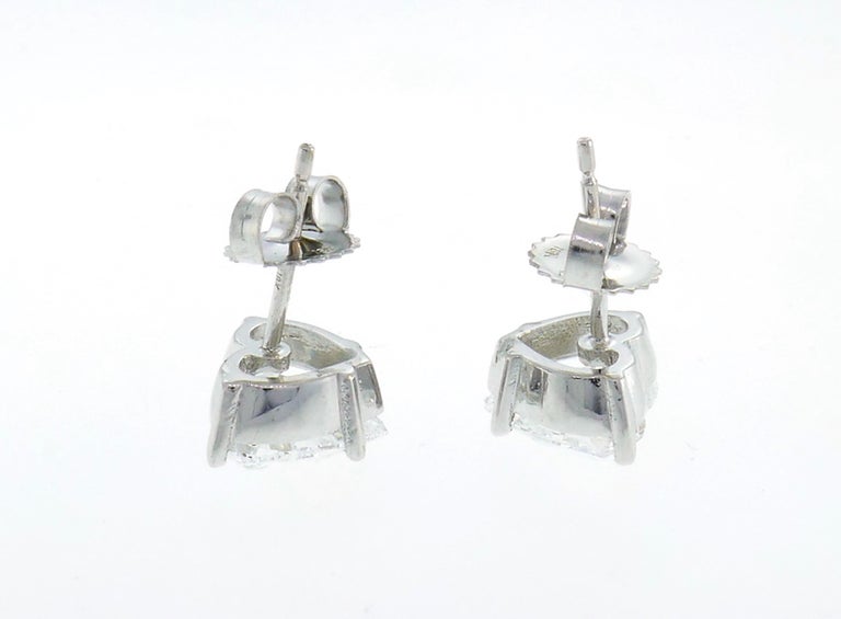 Heart Diamond White Gold Stud Earrings at 1stDibs