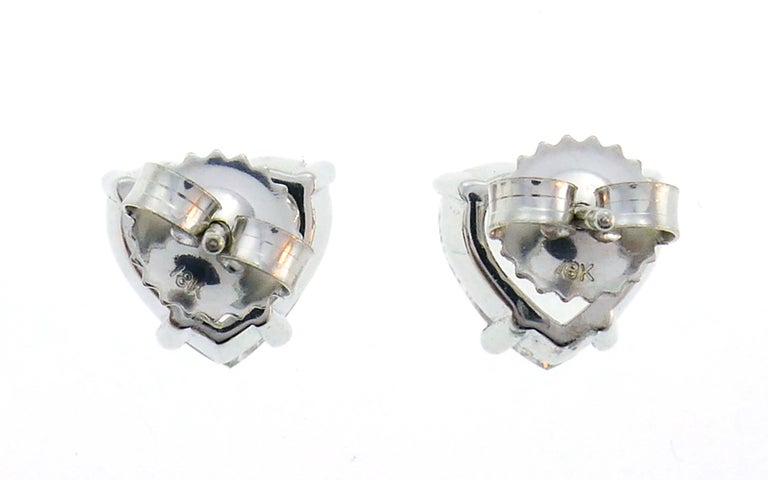 Heart Diamond White Gold Stud Earrings at 1stDibs