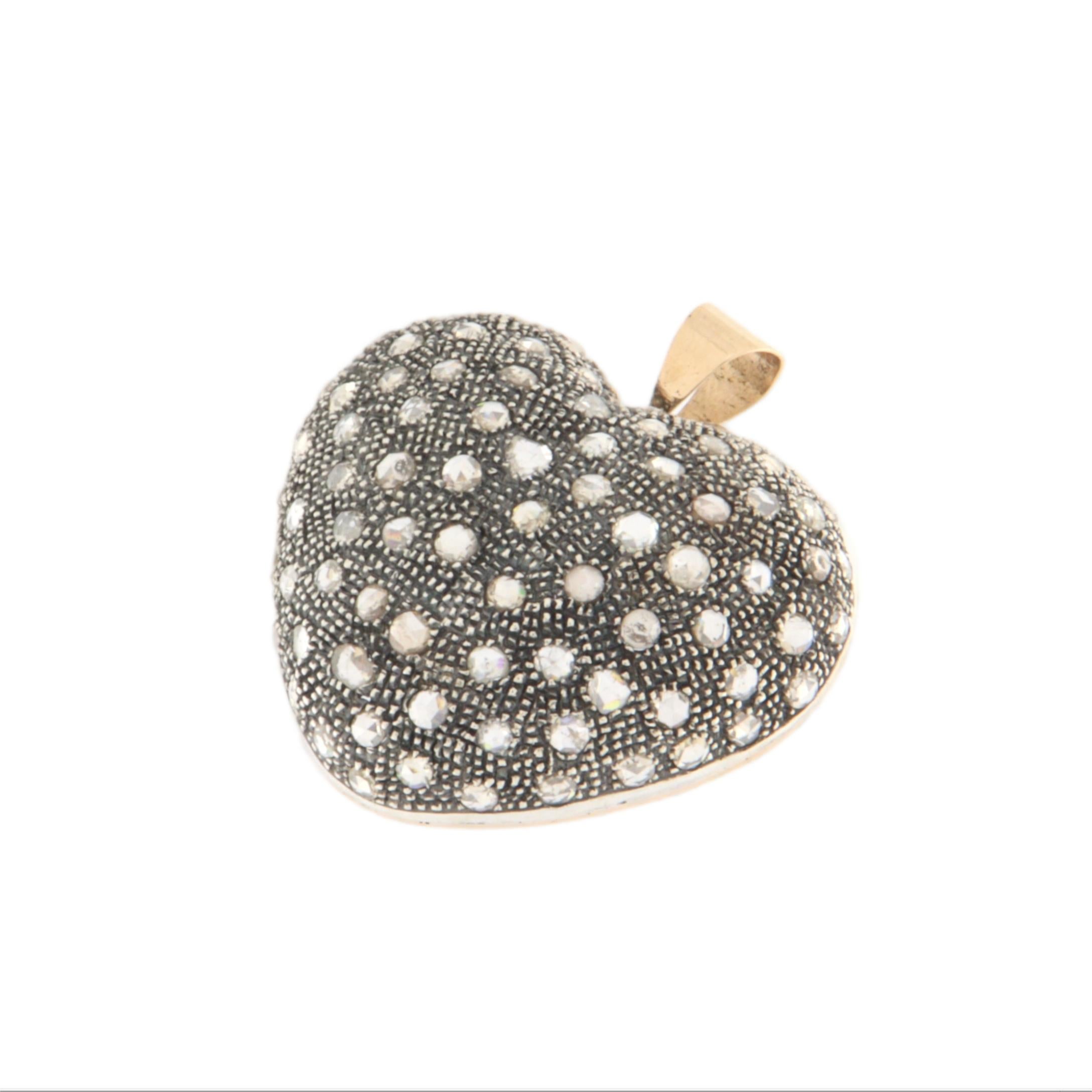 Artisan Heart Diamonds 14 Karat Yellow Gold Pendant Necklace For Sale