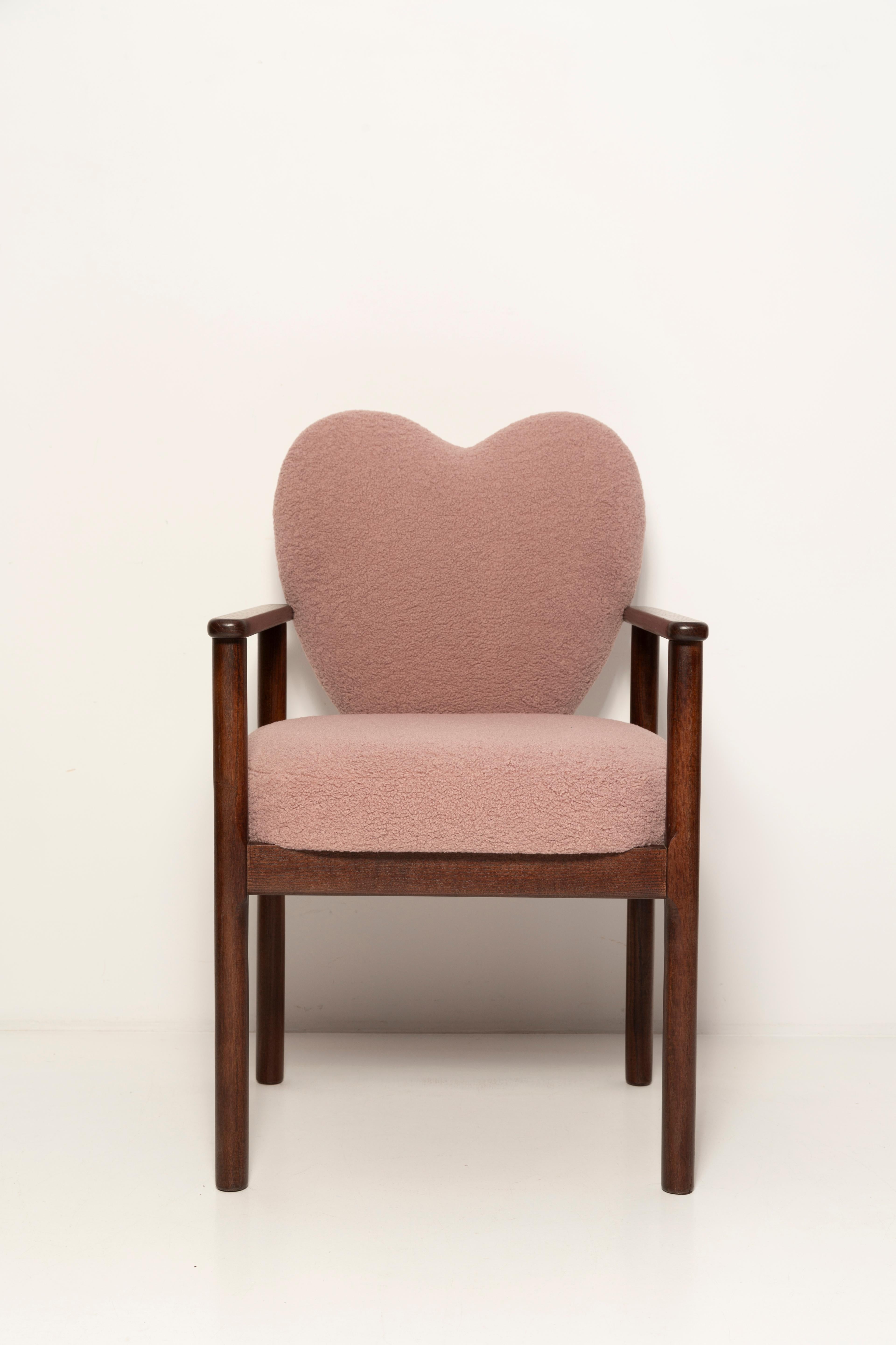 Bouclé Heart Dining Chair, Pink Boucle, Vintola Studio, Europe, Poland For Sale