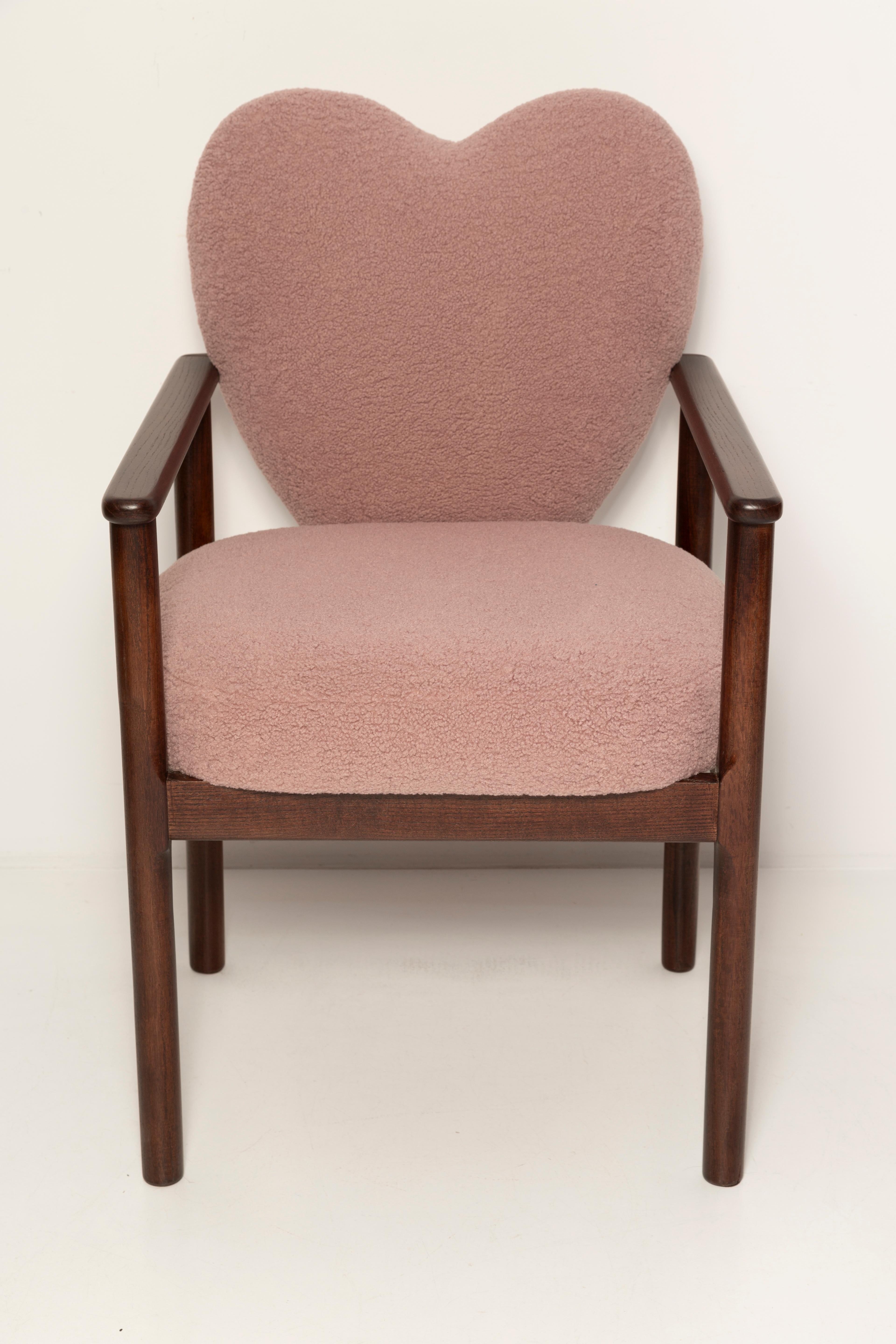 Heart Dining Chair, Pink Boucle, Vintola Studio, Europe, Poland For Sale 1