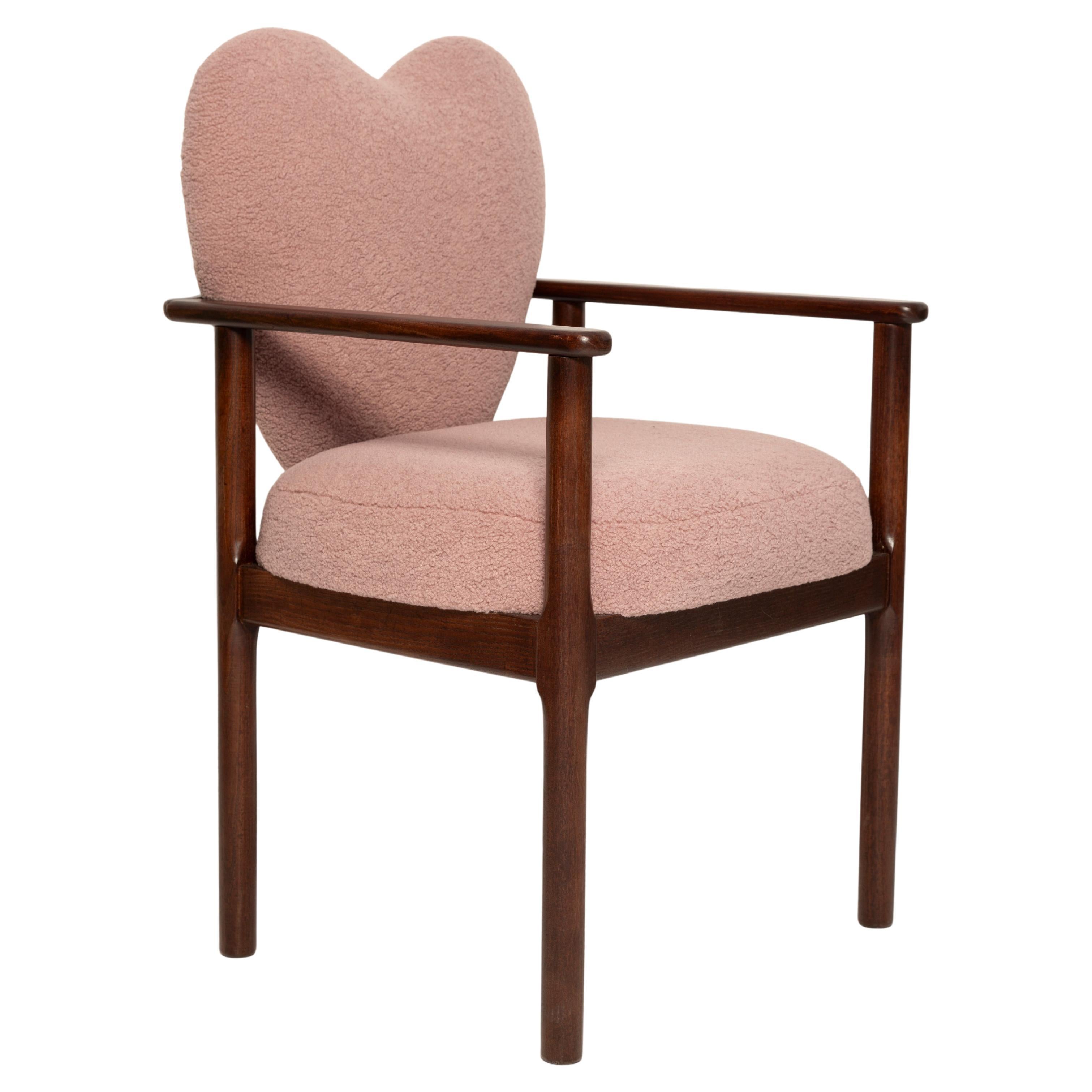 Heart Dining Chair, Pink Boucle, Vintola Studio, Europe, Poland For Sale