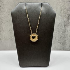 Heart Disc Necklace 14kt Yellow Gold Adjustable 17 18in New