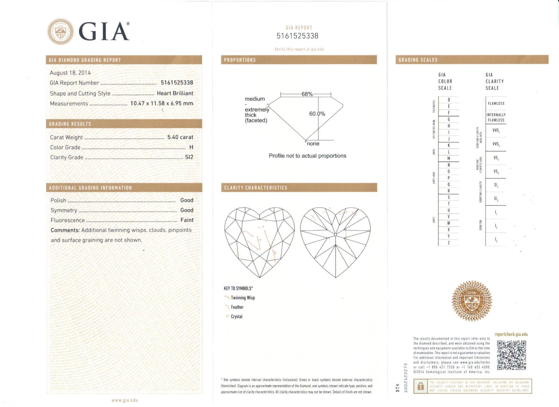 Collana di diamanti a goccia con cuore certificata GIA In condizioni Nuovo in vendita a New York, NY