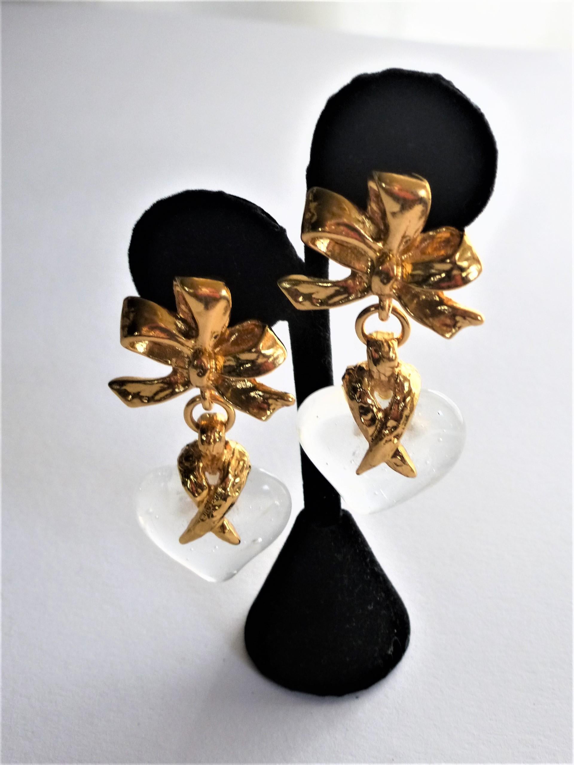 Heart Cut Heart ear clip by Yves St. Laurent 80's gold plated