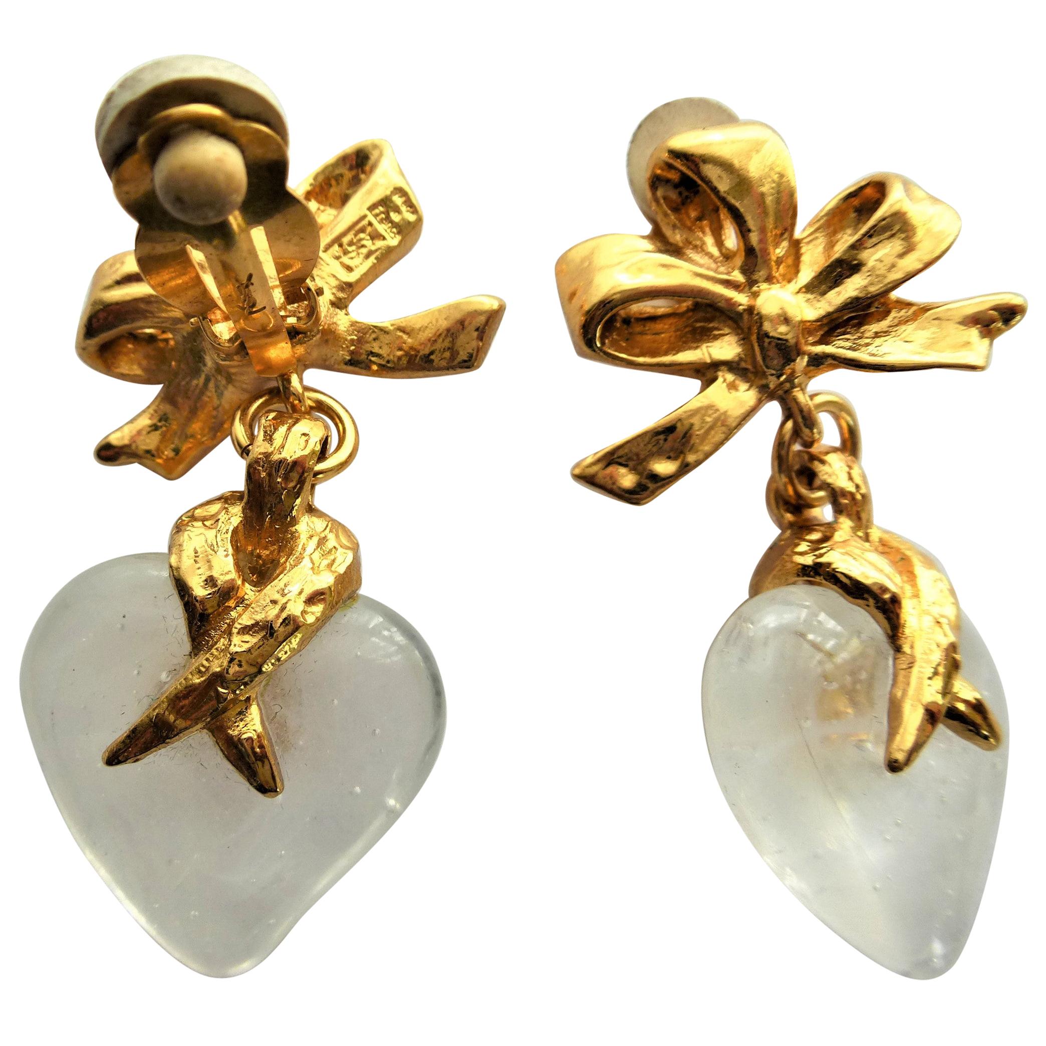 Heart ear clip by Yves St. Laurent 80's gold plated