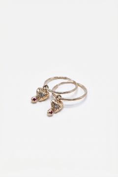 Heart Earring Hoop White Diamond Ruby 14k Gold J Dauphin