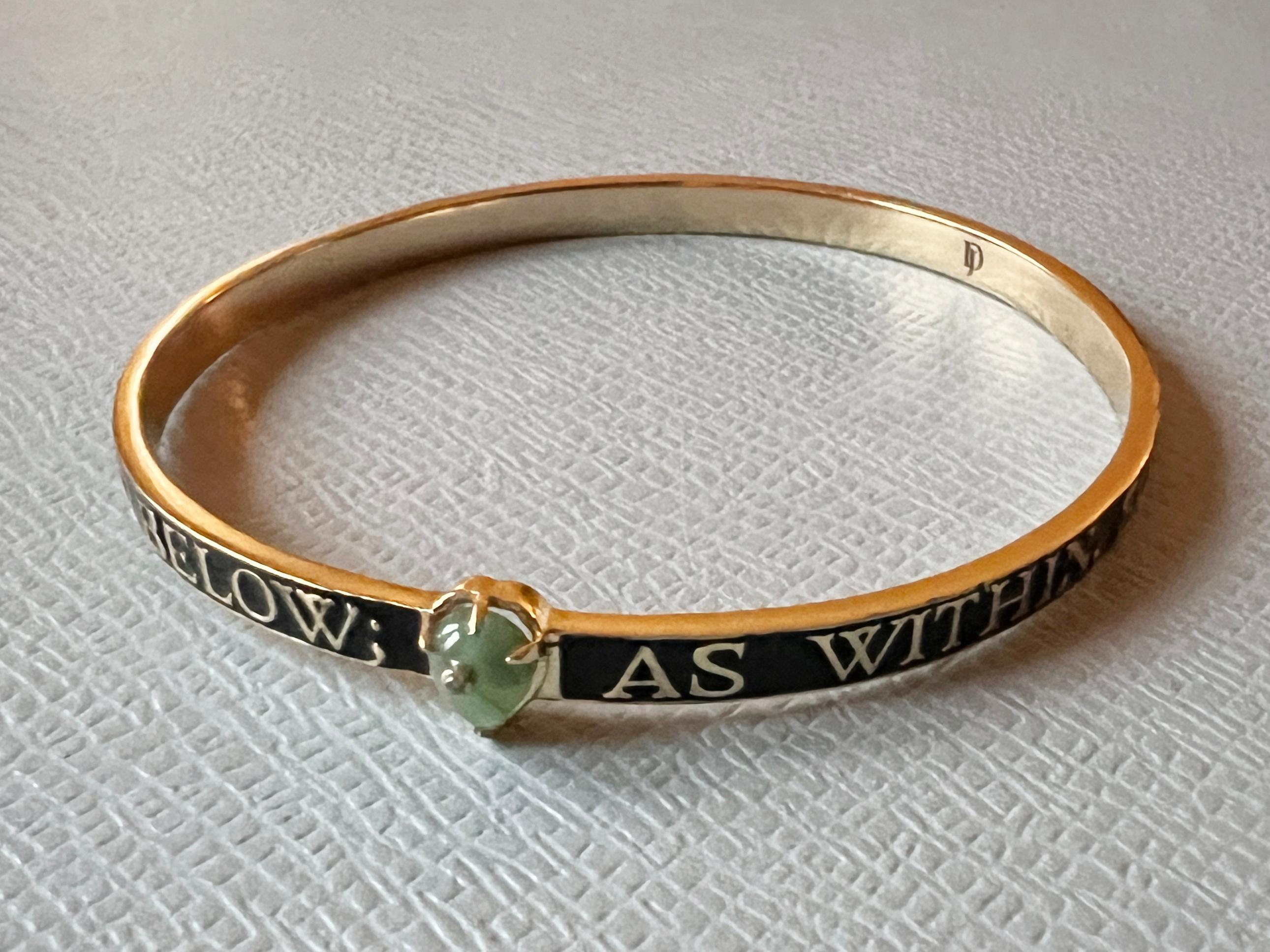 Emerald Diamond Bangle Bracelet Spiritual Black Enamel For Sale 6